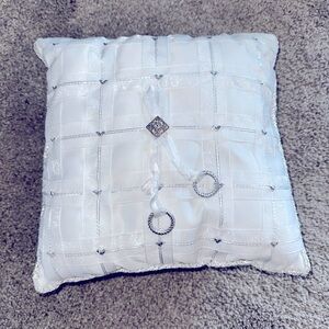 Elegant White and Silver Ring Bearer Pillow